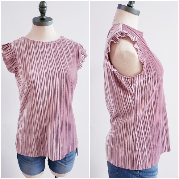 Rose smoke pleated velvet top - Picture 2 of 3